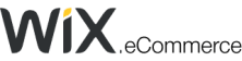 Wix eCommerce logo featuring the word “Wix” in black text with a yellow dot above the “i,” followed by “eCommerce” in gray text on a light background.