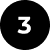 A bold white number 3 centered on a solid black circular background.